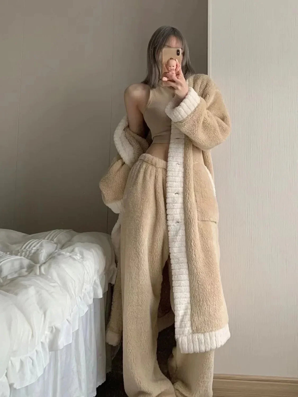 Ensemble Pyjama Femme Flanelle Corail – Luxe Hiver