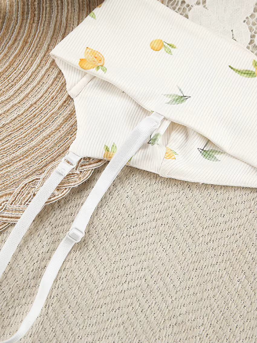 Pyjama Femme 3 Pièces Blanc – Brassière, Short & Gilet Stretch Imprimé