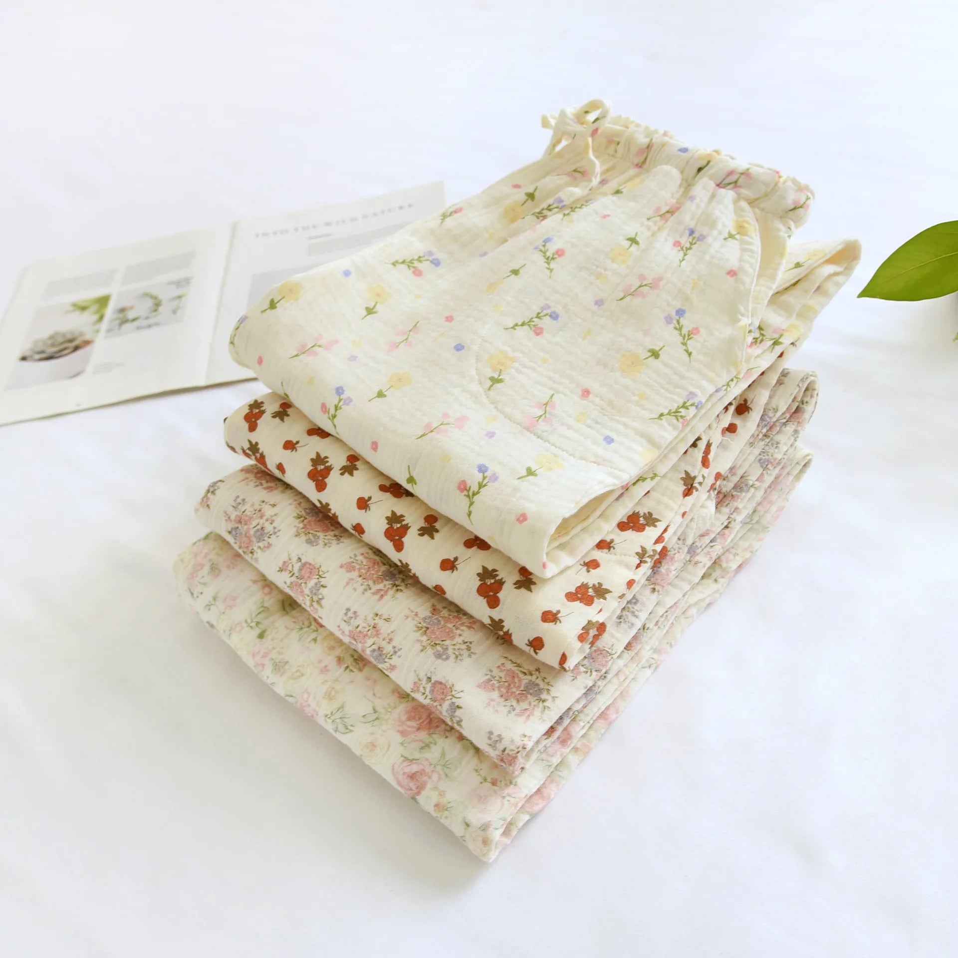 Pantalon Pyjama Femme Coton – Taille Élastique, Imprimé Floral