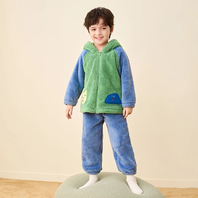 Pyjama Enfant Coton Confortable – Ensemble Chaud Hiver