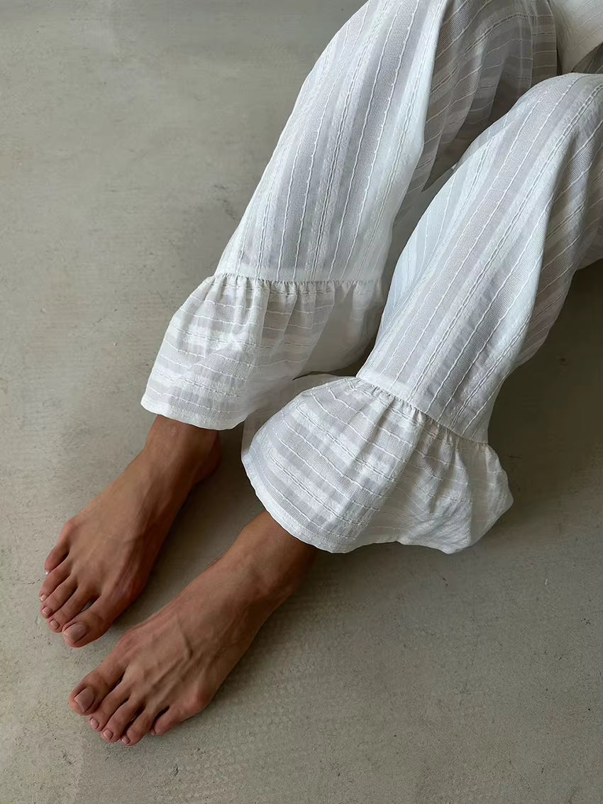 Ensemble Pyjama Femme Coton – Chemise Col Revers & Pantalon Ample