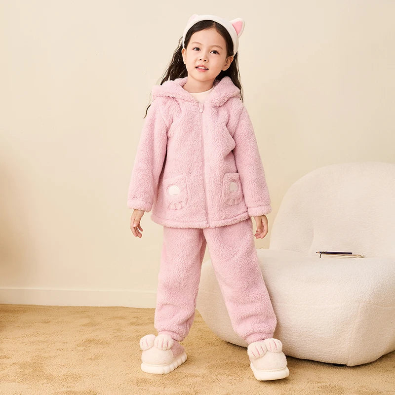 Pyjama Enfant Coton Confortable – Ensemble Chaud Hiver