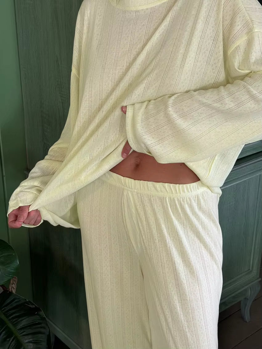 Pyjama Femme Ample – Haut Manches Longues & Pantalon Fluide