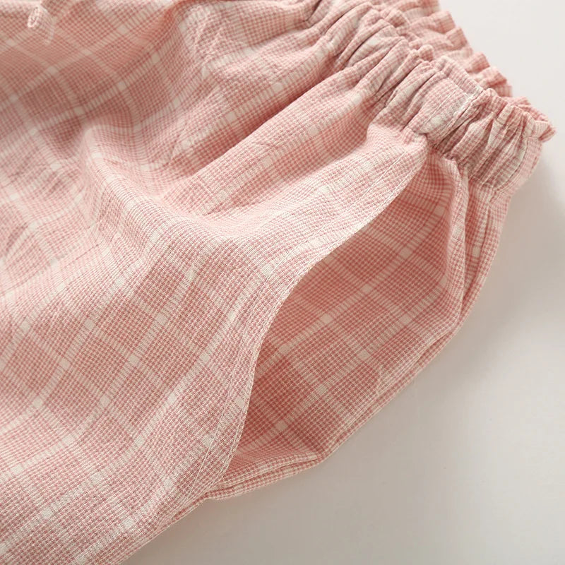 Pantalon Pyjama Femme en Coton à Carreaux – Taille Élastique, Coupe Droite